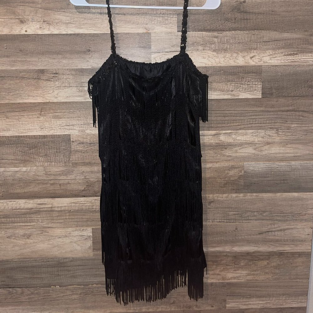 Black Pre Owned Medium Short Sassy Flapper Dress